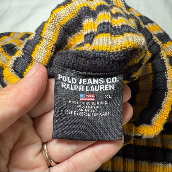 Vintage Polo Jeans Co Women’s Size XL Ribbed Knit Turtleneck Striped Y2K Sweater - Picture 4 of 6